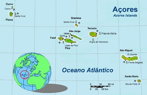 Азорские острова карта