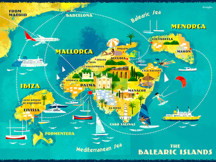 Туристическая карта Балеарских островов