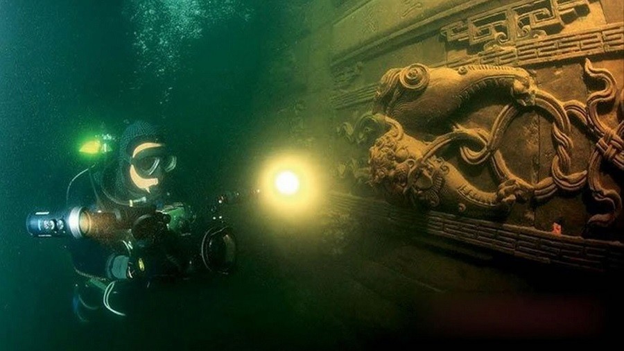 подводный город Шичен скульптура