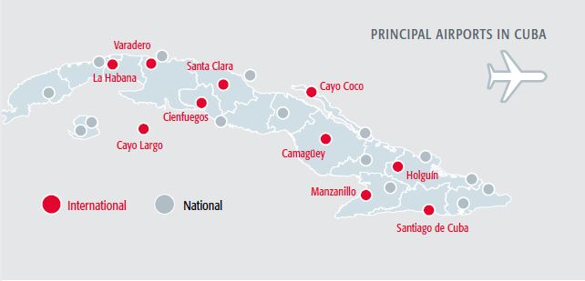 Аэропорты Кубы карта