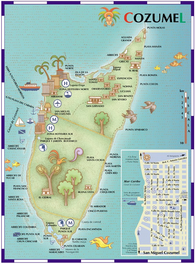 Карта острова косумель