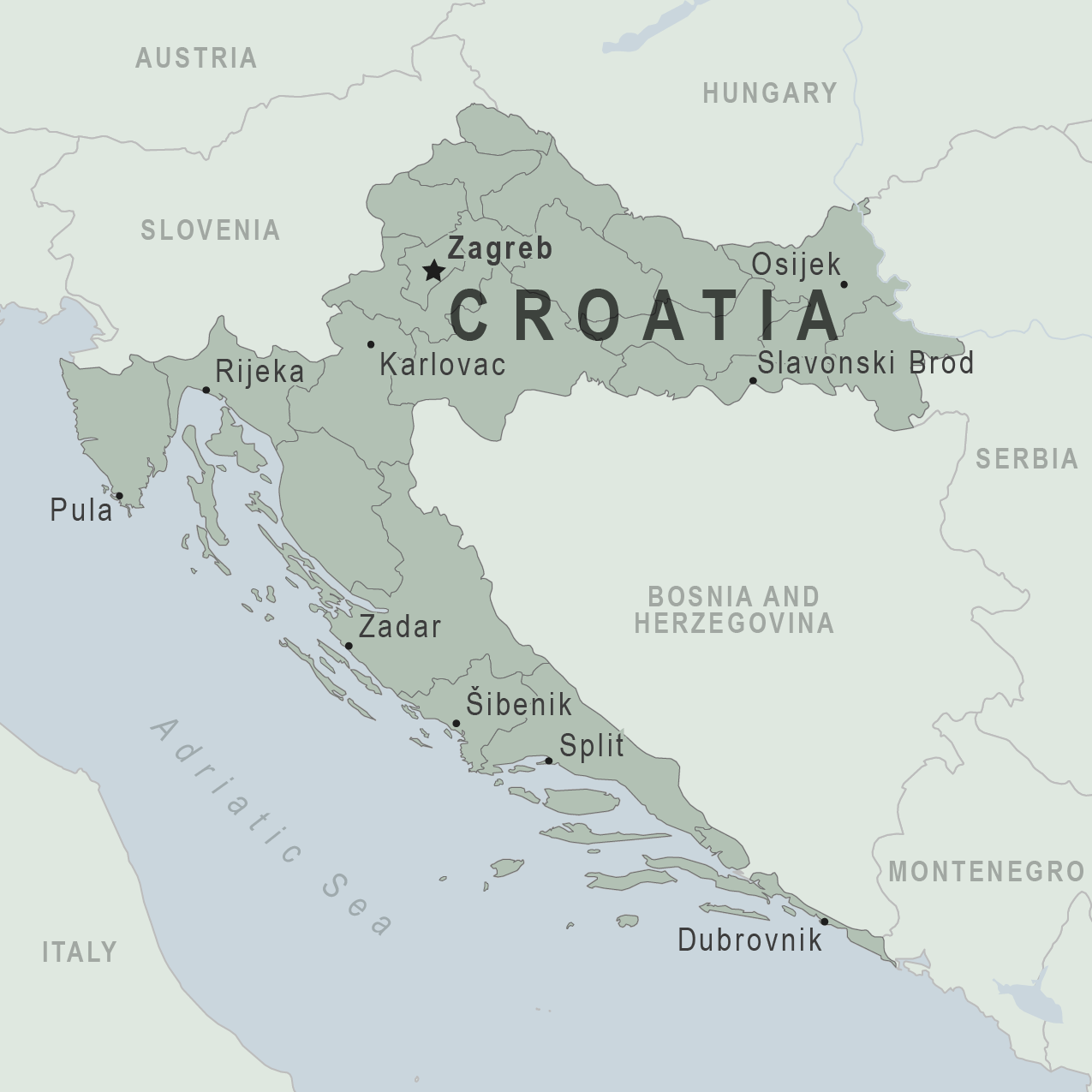 Занятное о Хорватии карта