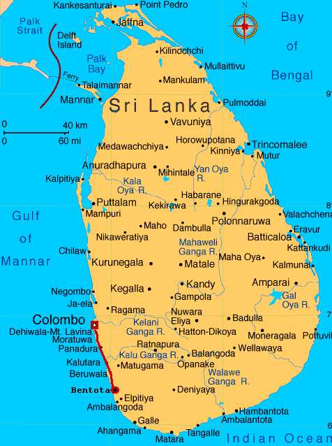 Карта Шри-ланки