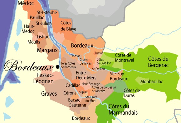 Регион Бордо карта