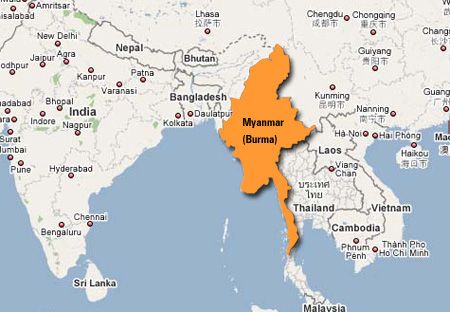 Мьянма и Камбоджа карта