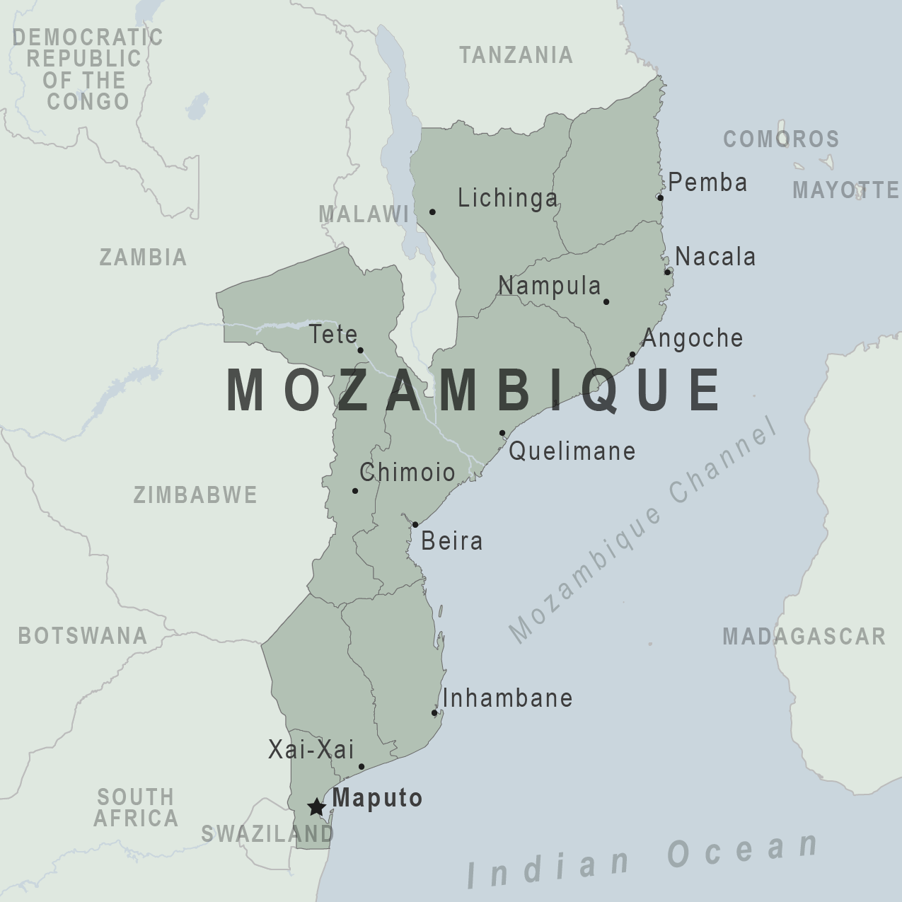 Путешествие в Мозамбик карта